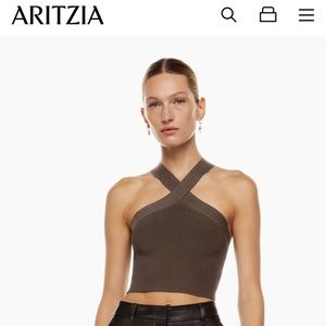 NWT ARITZIA Babaton KNIT CROSS CROP RICH MOCHA BROWN SIZE MEDIUM BRAND NEW